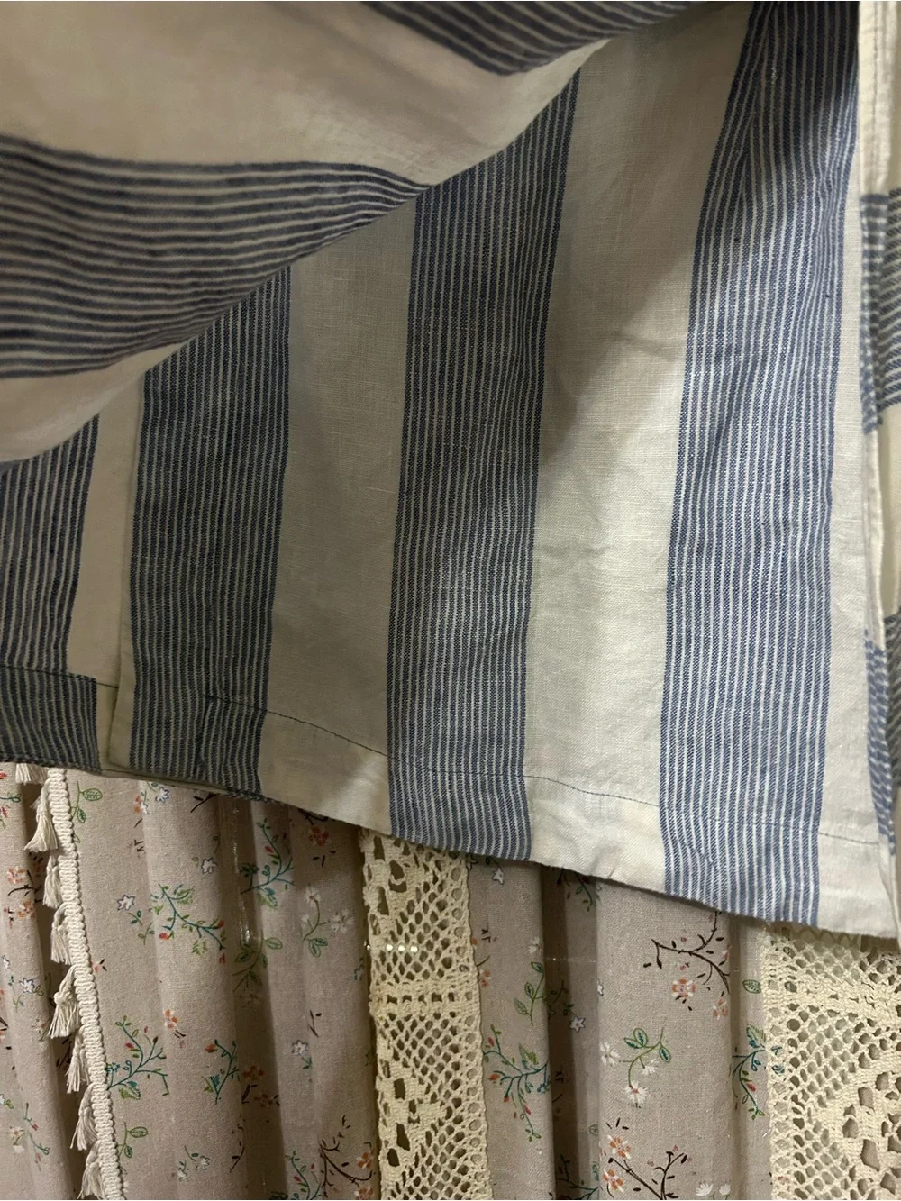 Free People Uptown Days Linen Wrap Mini Skirt Blue Stripe Size 2 - Picture 4 of 5